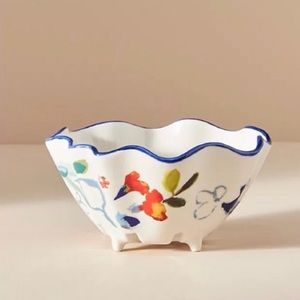 RARE Anthropologie Handpainted Glazed Stoneware Berry Fruit Basket NIB NWT